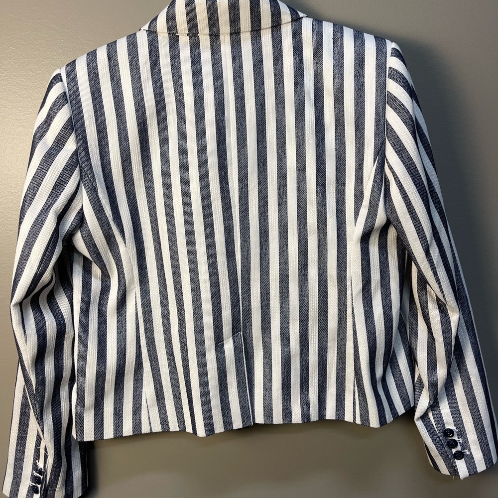LOFT Nautical Navy and White Striped Women's Blazer - Picture 6 of 8